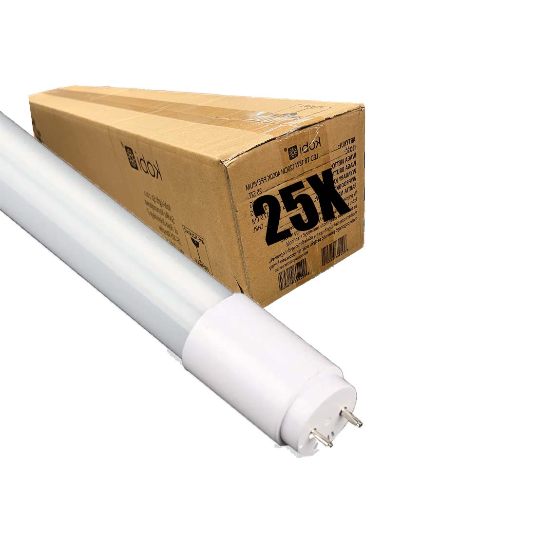 25 stk. LED Lysstofrør - 120cm - T8 - 18W - Premium - 4000K - 2160 lm